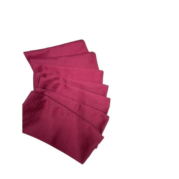 "Lauren Ralph Lauren" Set of 7 Fabric Red/Burgundy Napkins 19" x 20" Washed - Picture 7 of 7